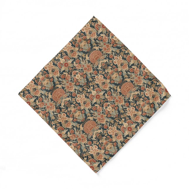 William Morris Antique Honeysuckle Floral Pattern Bandana (Front)