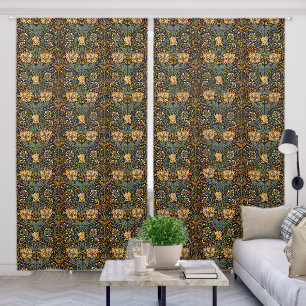 William Morris Antique Honeysuckle Floral Pattern Blackout Curtains