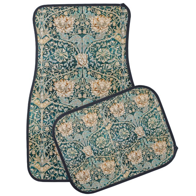 William Morris Antique Honeysuckle Floral Pattern Car Floor Mat (Set)