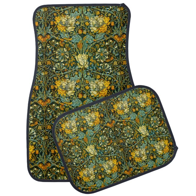 William Morris Antique Honeysuckle Floral Pattern Car Floor Mat (Set)