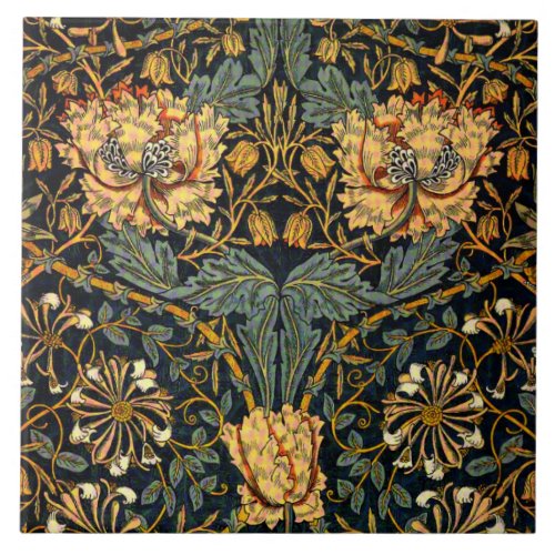 William Morris Antique Honeysuckle Floral Pattern Ceramic Tile