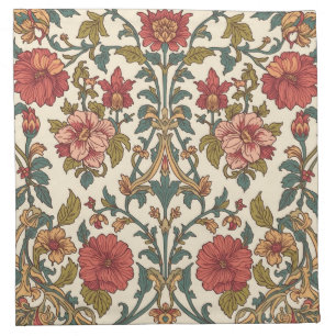 William Morris Antique Honeysuckle Floral Pattern Cloth Napkin