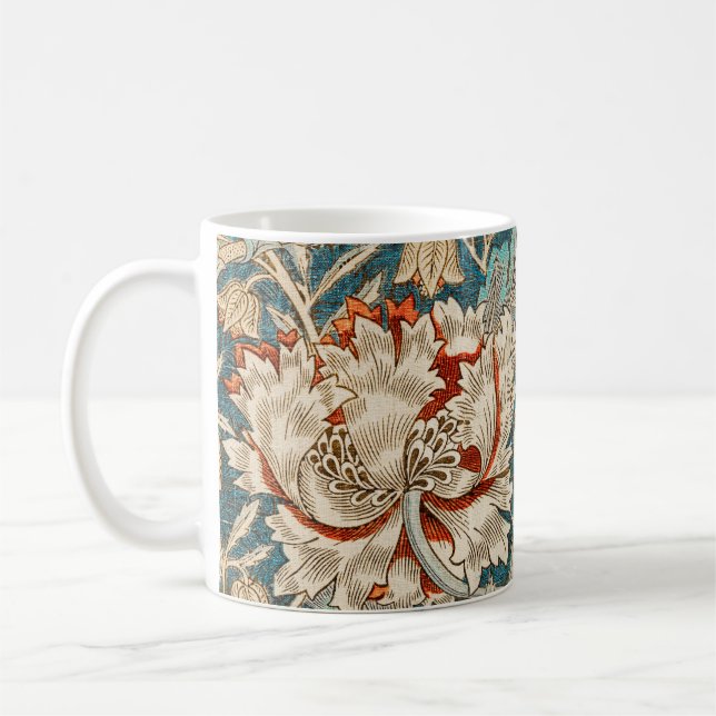 William Morris Antique Honeysuckle Floral Pattern Coffee Mug (Left)