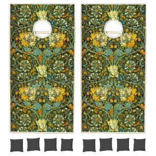 William Morris Antique Honeysuckle Floral Pattern Cornhole Set
