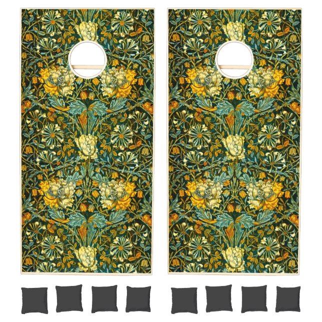 William Morris Antique Honeysuckle Floral Pattern Cornhole Set (Set)