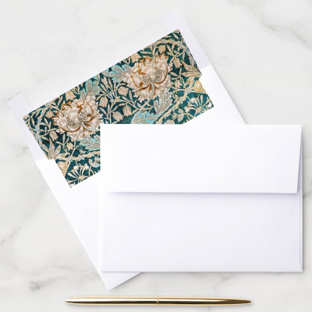 William Morris Antique Honeysuckle Floral Pattern Envelope Liner (Desk)