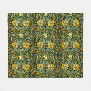 William Morris Antique Honeysuckle Floral Pattern Fleece Blanket