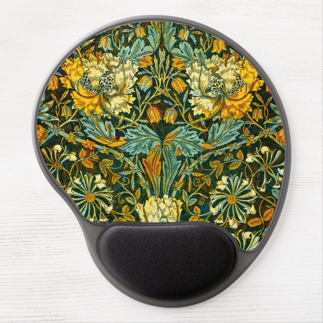 William Morris Antique Honeysuckle Floral Pattern Gel Mouse Pad (Front)