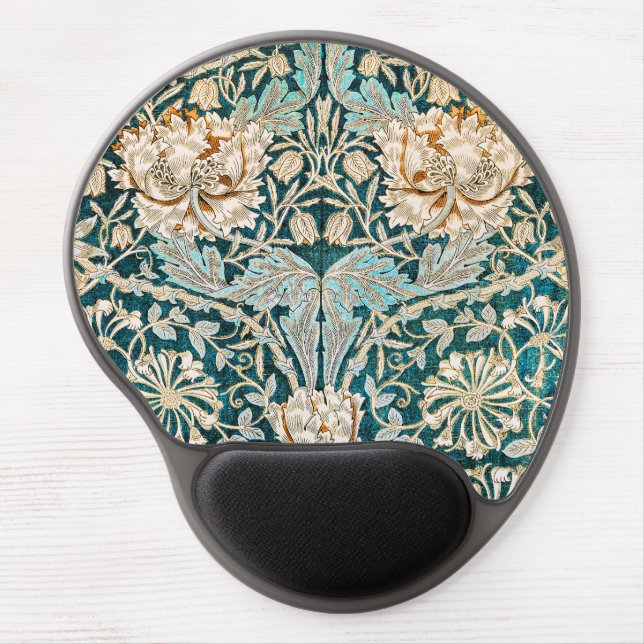 William Morris Antique Honeysuckle Floral Pattern Gel Mouse Pad (Front)