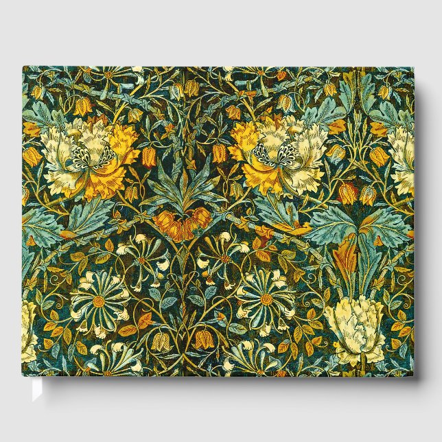 William Morris Antique Honeysuckle Floral Pattern Guest Book (Front)
