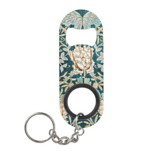 William Morris Antique Honeysuckle Floral Pattern Keychain Bottle Opener