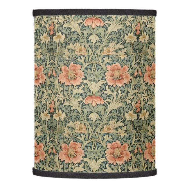 William Morris Antique Honeysuckle Floral Pattern Lamp Shade (Left)