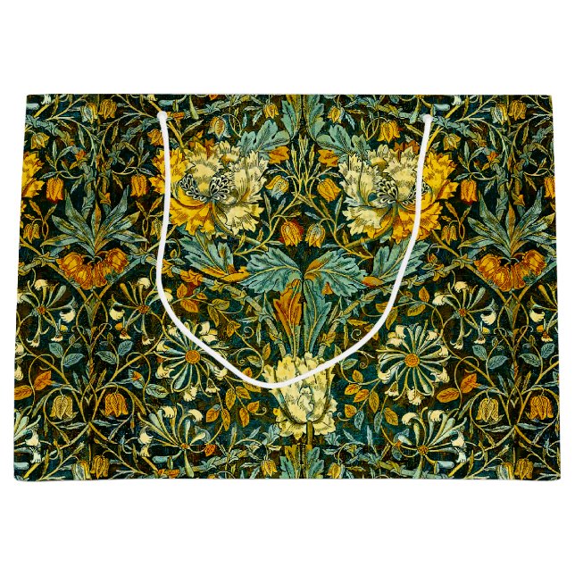 William Morris Antique Honeysuckle Floral Pattern Large Gift Bag (Front)