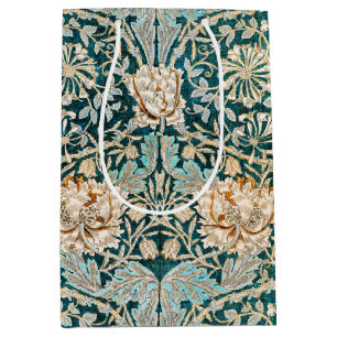 William Morris Antique Honeysuckle Floral Pattern Medium Gift Bag