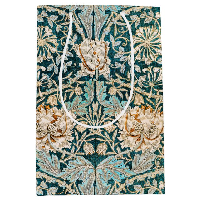 William Morris Antique Honeysuckle Floral Pattern Medium Gift Bag (Front)