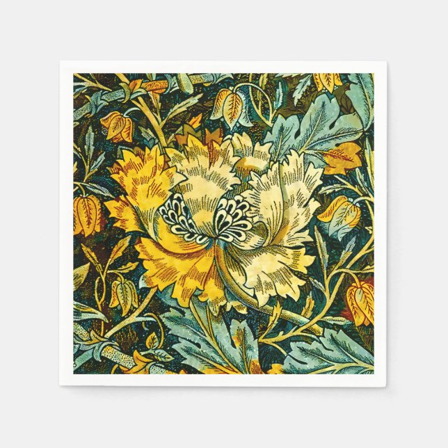 William Morris Antique Honeysuckle Floral Pattern Napkins (Front)