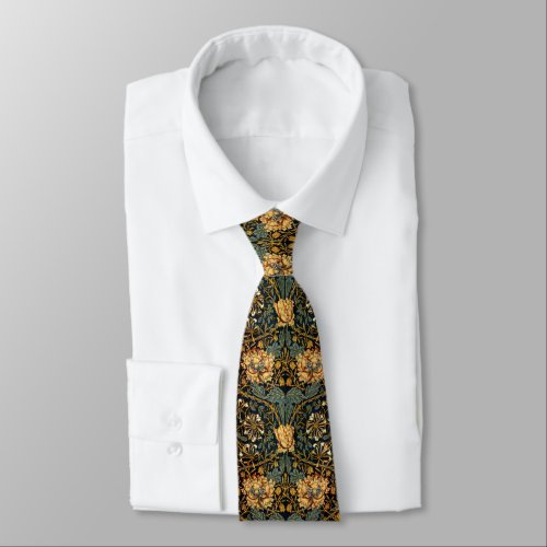 William Morris Antique Honeysuckle Floral Pattern Neck Tie