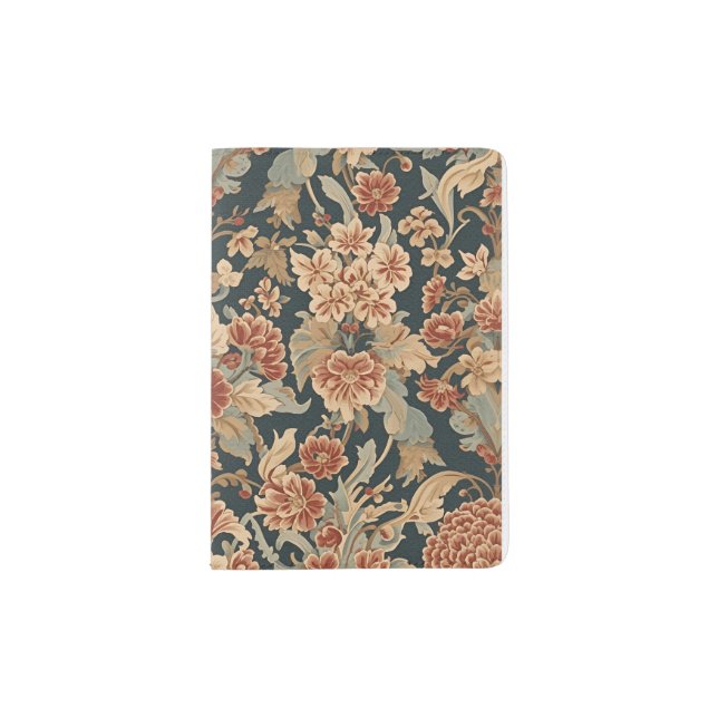 William Morris Antique Honeysuckle Floral Pattern Passport Holder (Front)