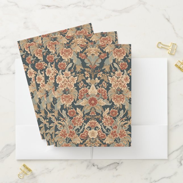 William Morris Antique Honeysuckle Floral Pattern Pocket Folder (In Situ)