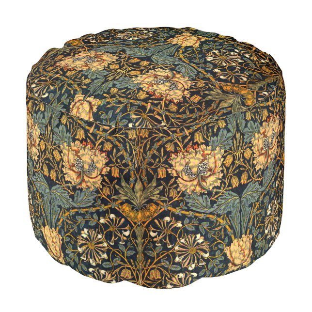 William Morris Antique Honeysuckle Floral Pattern Pouf (Angled Front)