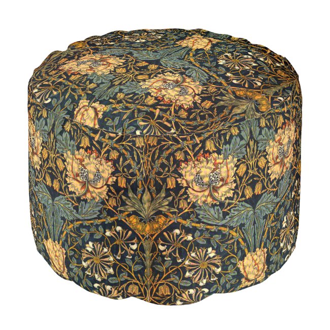 William Morris Antique Honeysuckle Floral Pattern Pouf