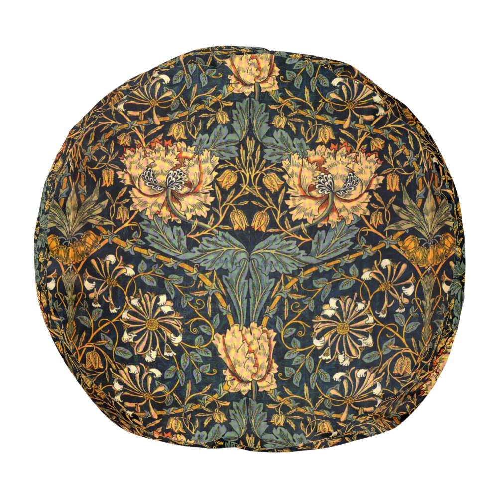 Disover William Morris Antique Honeysuckle Floral Pattern Pouf