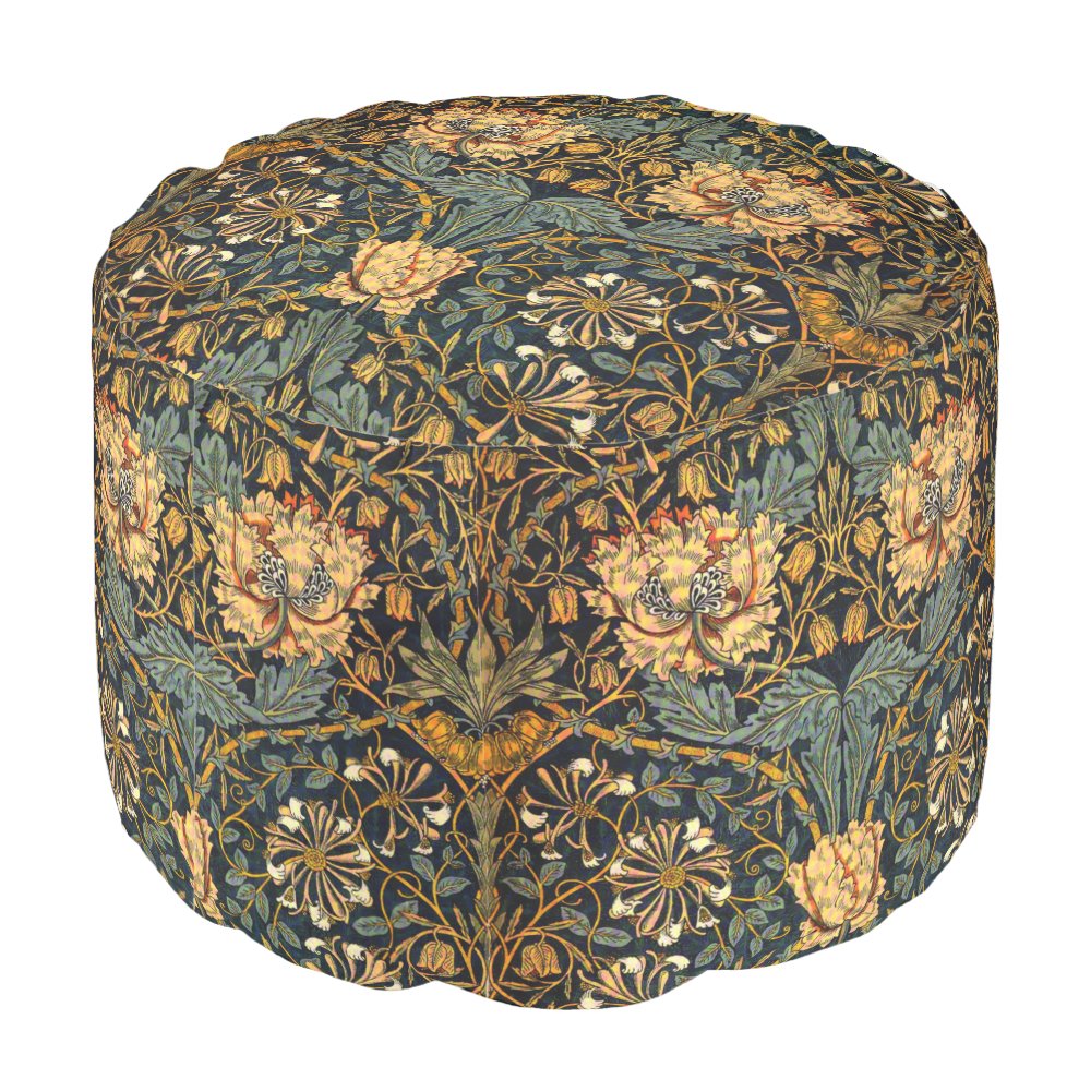 Disover William Morris Antique Honeysuckle Floral Pattern Pouf