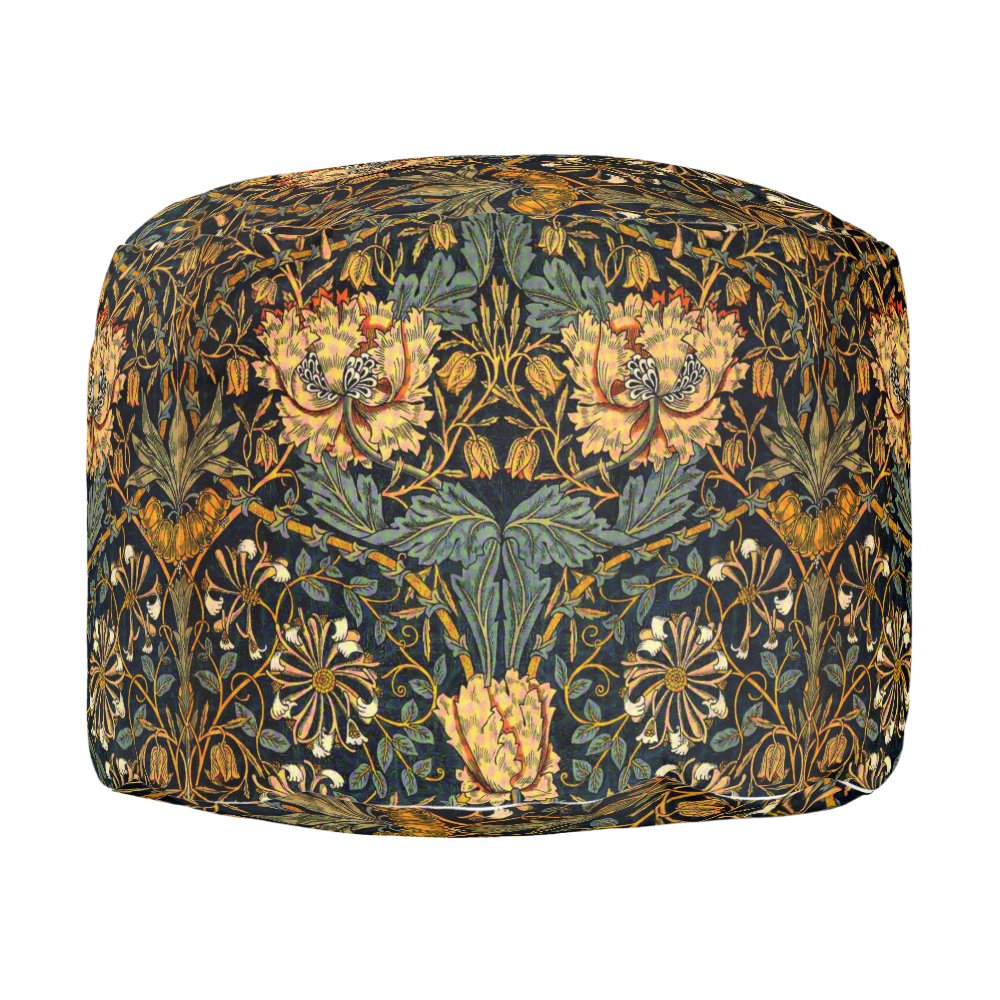 Disover William Morris Antique Honeysuckle Floral Pattern Pouf