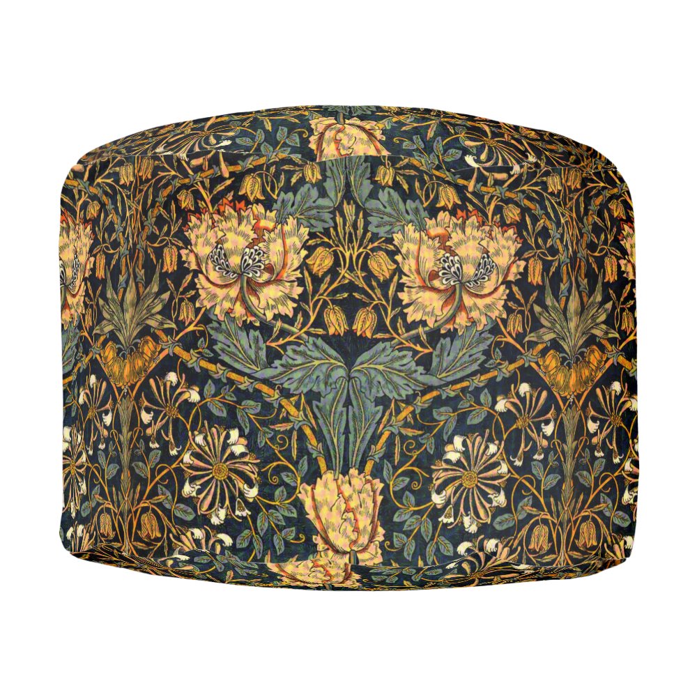 Disover William Morris Antique Honeysuckle Floral Pattern Pouf