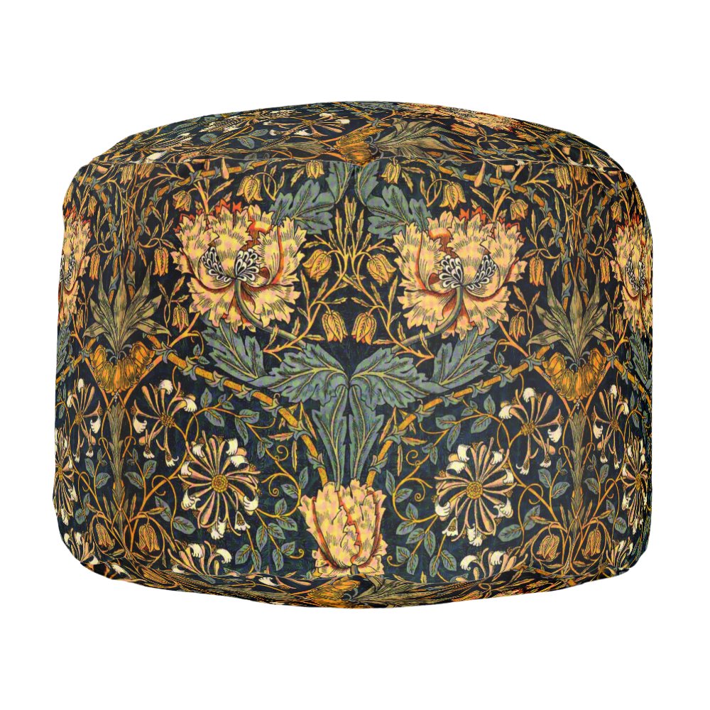 Disover William Morris Antique Honeysuckle Floral Pattern Pouf