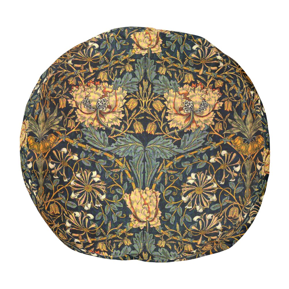 Disover William Morris Antique Honeysuckle Floral Pattern Pouf