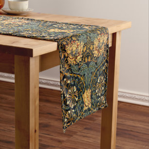 William Morris Antique Honeysuckle Floral Pattern Short Table Runner