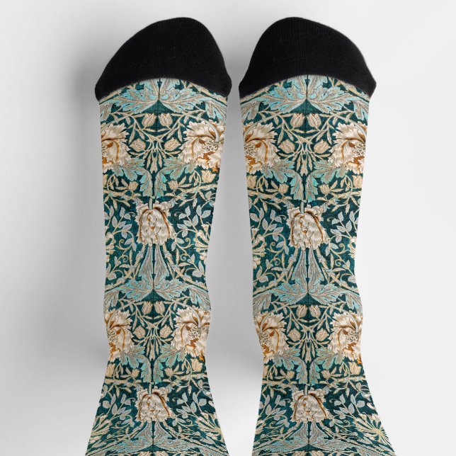 William Morris Antique Honeysuckle Floral Pattern Socks (Top)