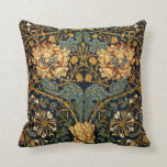 William Morris Antique Honeysuckle Floral Pattern Throw Pillow