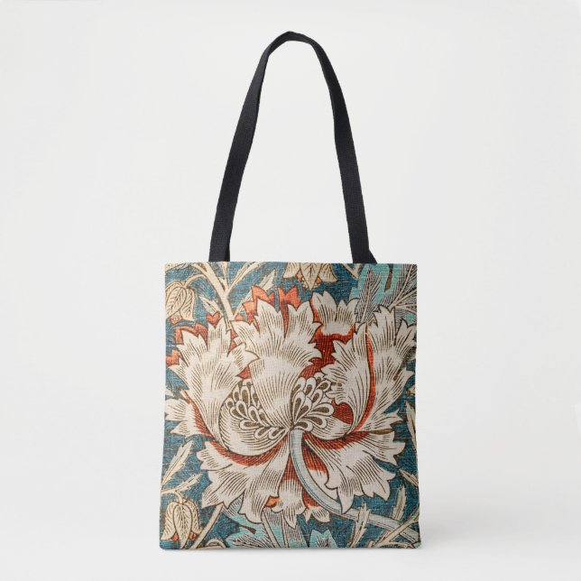 William Morris Antique Honeysuckle Floral Pattern Tote Bag (Front)