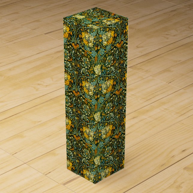 William Morris Antique Honeysuckle Floral Pattern Wine Box (Front)
