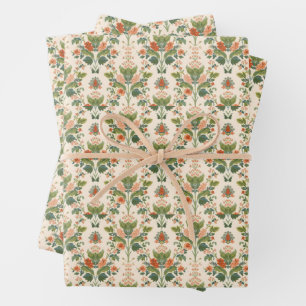 William Morris Antique Honeysuckle Floral Pattern Wrapping Paper Sheets