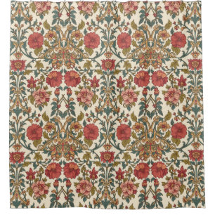 William Morris Antique pink roses Floral Pattern Shower Curtain