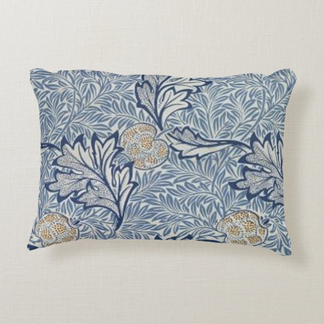 William Morris Apple Flower Floral Design Accent Pillow (Back)