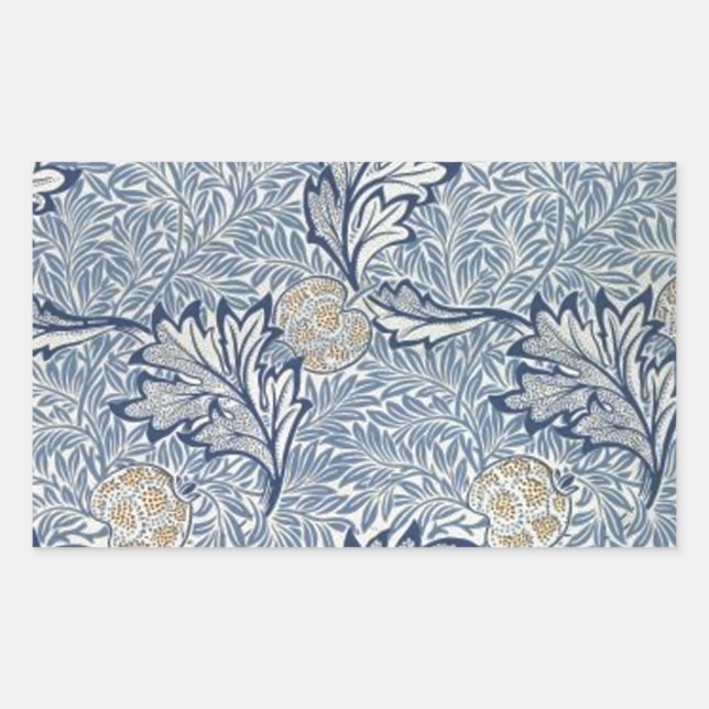 William Morris Apple Flower Floral Design Rectangular Sticker (Front)
