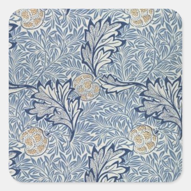 William Morris Apple Flower Floral Design Square Sticker (Front)
