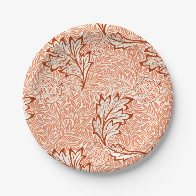 William Morris Apple Vintage Botanical Pattern Paper Plates (Front)