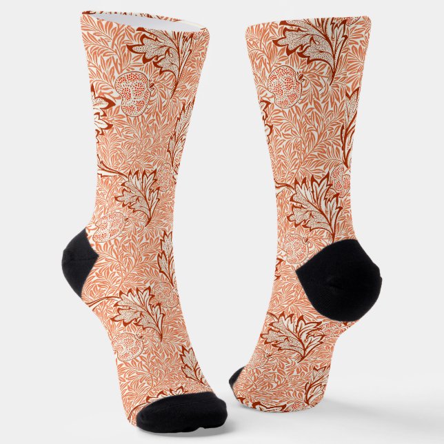 William Morris Apple Vintage Botanical Pattern Socks (Angled)