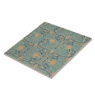 William Morris Apple Vintage Green Blue Foliage Ceramic Tile