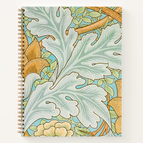 William Morris Aqua Blue Floral Pattern  Notebook