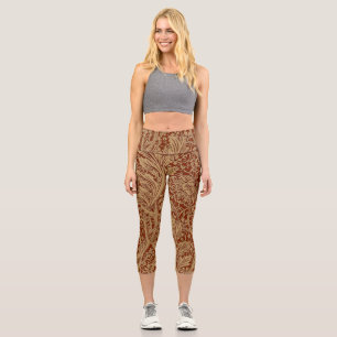 William Morris Arcadia Floral Garden Flower Classi Capri Leggings