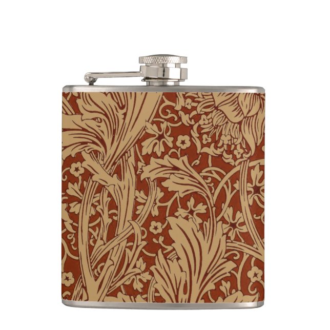 William Morris Arcadia Floral Garden Flower Classi Flask (Front)