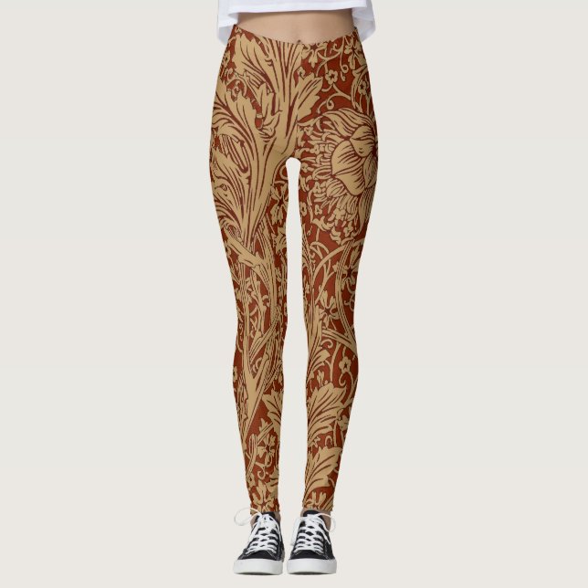William Morris Arcadia Floral Garden Flower Classi Leggings (Front)