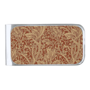 William Morris Arcadia Floral Garden Flower Classi Silver Finish Money Clip