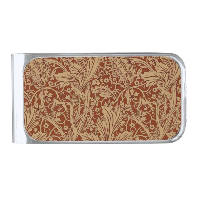 William Morris Arcadia Floral Garden Flower Classi Silver Finish Money Clip (Front)